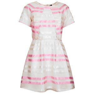 TopShop Candy Stripe Origami Mini Dress ~Off-White